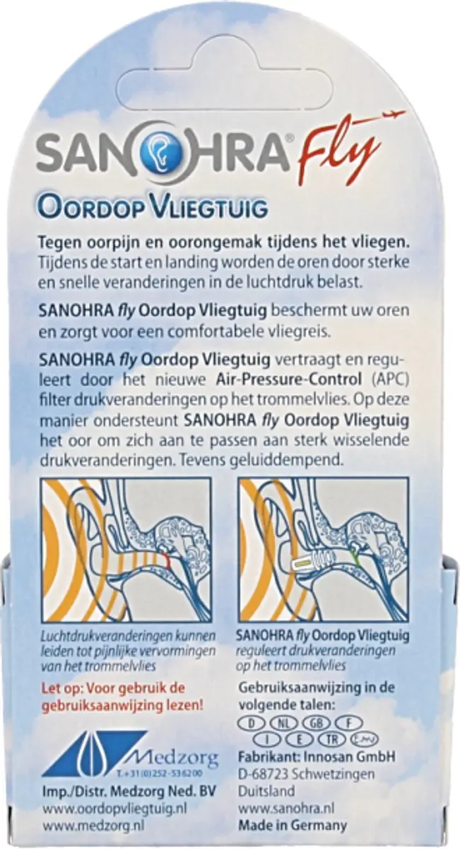 Travelsafe Sanohra Vliegtuig Oordoppen - 2 Stuks