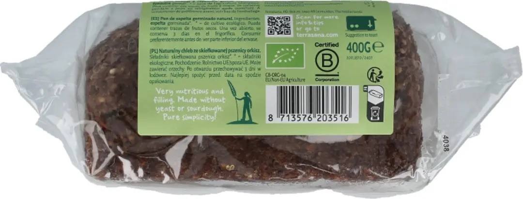 Terrasana Gekiemd Speltbrood 400g
