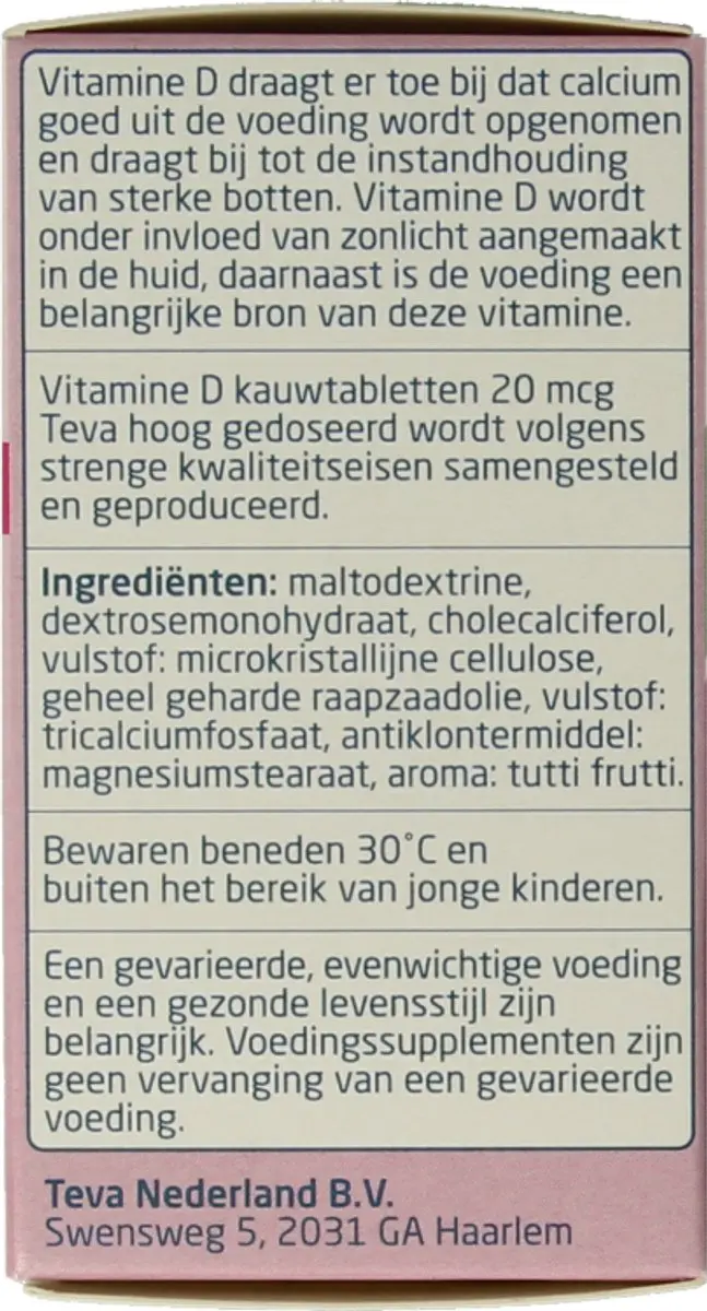 Teva Vitamine D 20 mcg 300 Tabletten