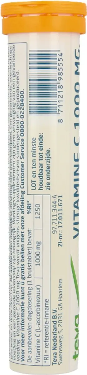 Teva Vitamine C 1000mg Bruistabletten - 20 Stuks