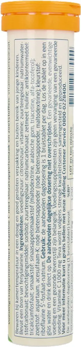 Teva Vitamine C 1000mg Bruistabletten - 20 Stuks