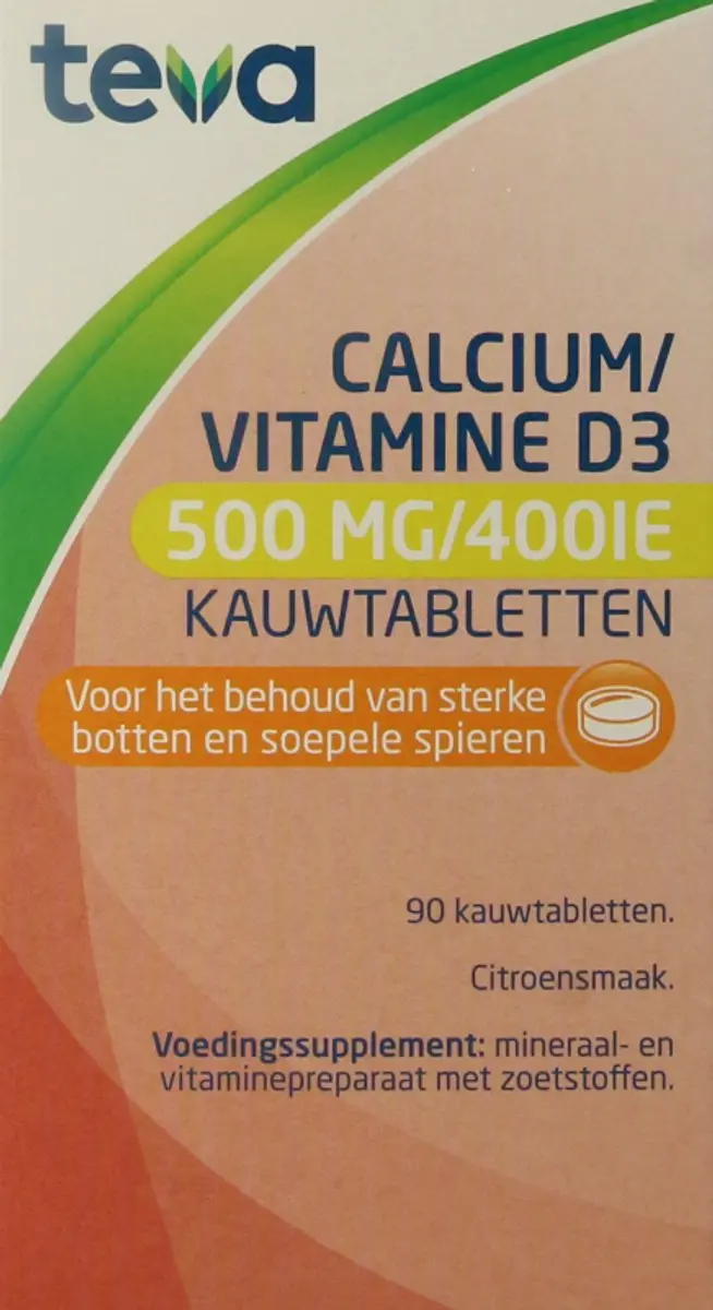 Teva Calcium/Vitamine D 500mg/400IE Kauwtabletten