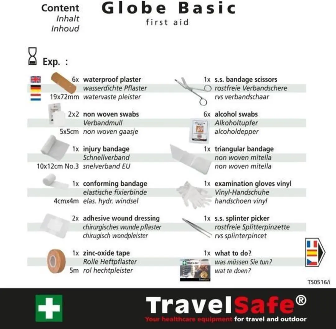 Travelsafe Globe Basic EHBO-set 23-delig - Rood