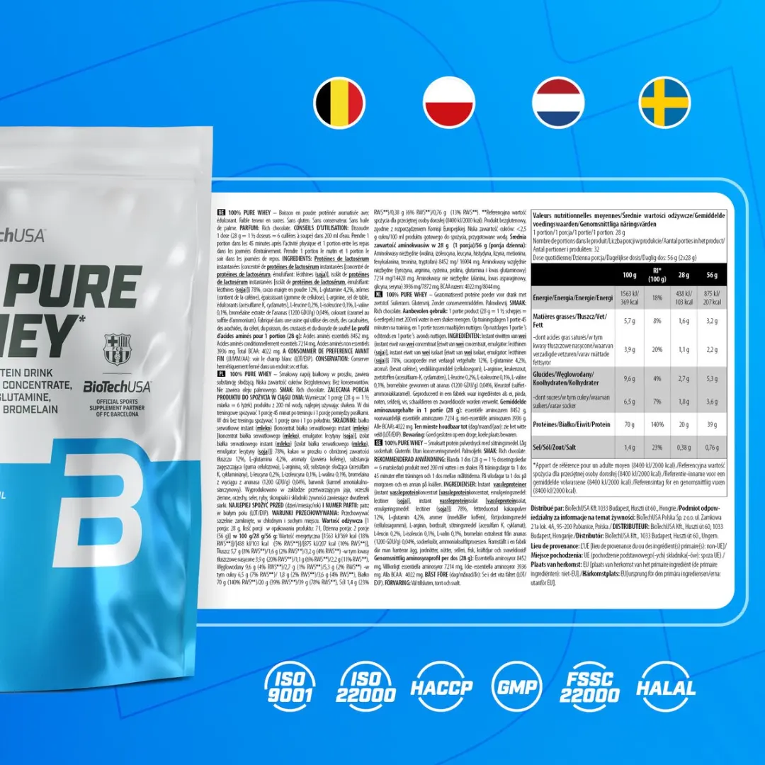 BioTechUSA 100% Pure Whey Eiwitpoeder 900g - Rich Chocolate
