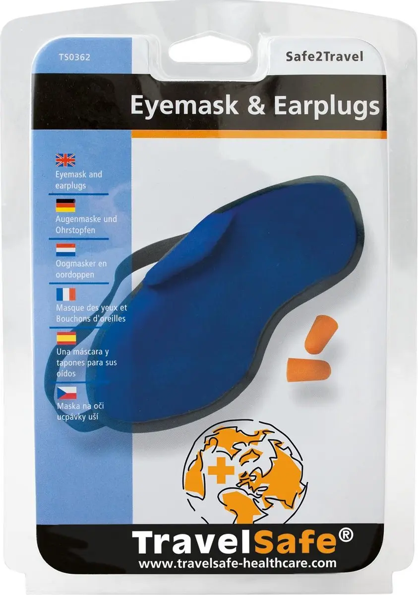 Travelsafe Oogmasker & Oordopjes - Blauw/Oranje
