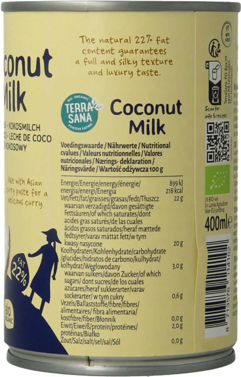 Terrasana Kokosmelk 22% Vet