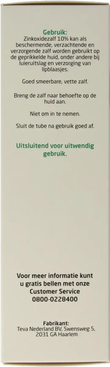 Teva Zinkoxidezalf 10% 100g