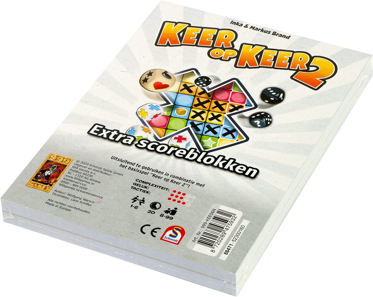 999 Games - Keer op Keer 2 dobbelspel Met Extra Scoreblokken - Met nieuwe dobbelstenen en mogelijkheden - Gezelschapsspel - Familiespel - Klein cadeautje