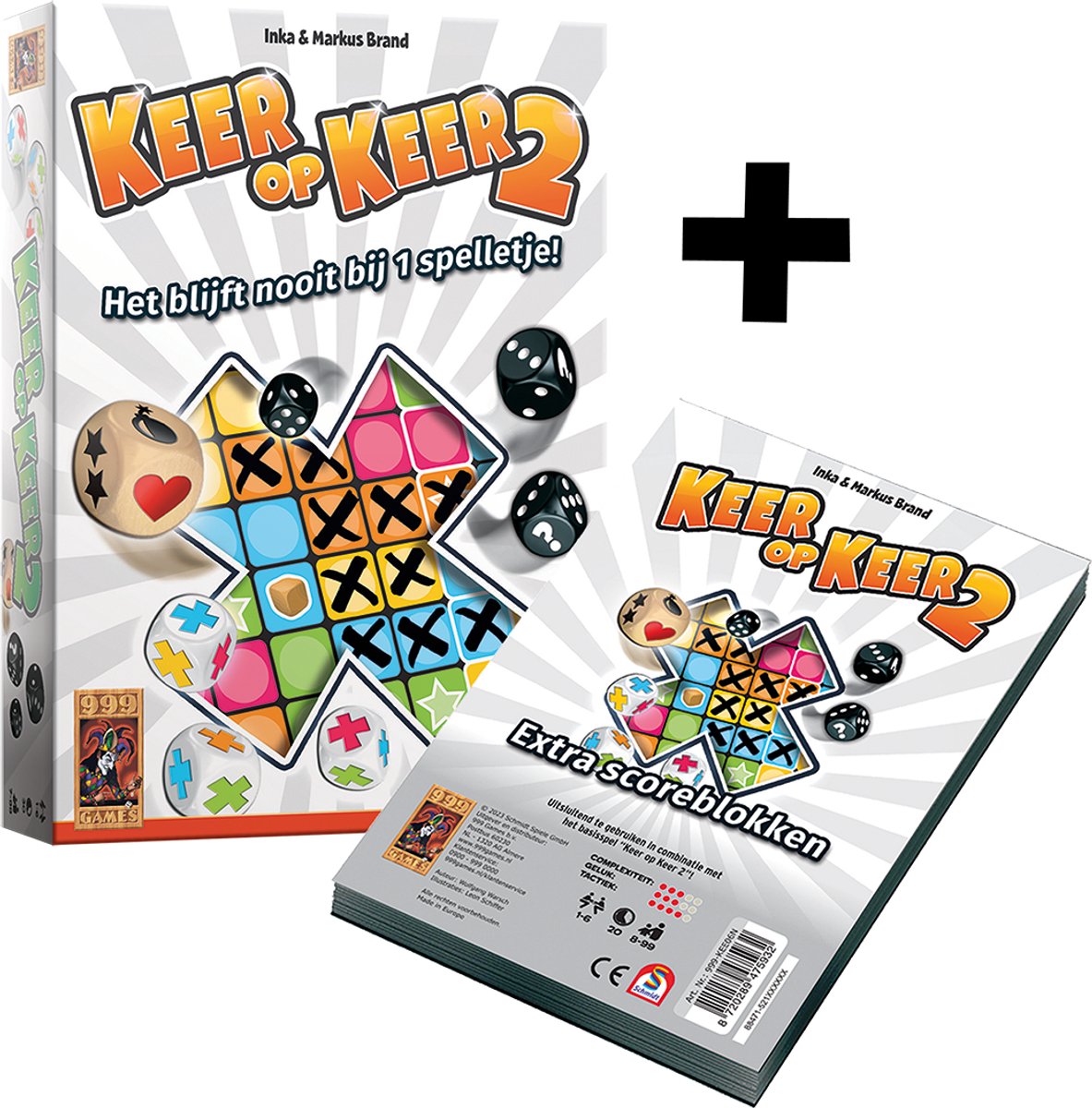 999 Games - Keer op Keer 2 dobbelspel Met Extra Scoreblokken - Met nieuwe dobbelstenen en mogelijkheden - Gezelschapsspel - Familiespel - Klein cadeautje