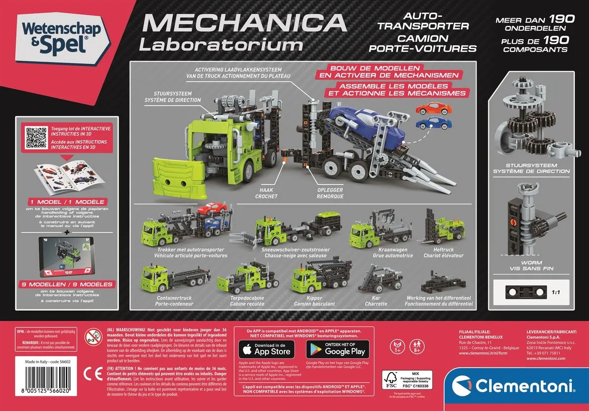 Clementoni Mechanica Autotransporter - 190 Delen - Groen - afbeelding 6 van 6