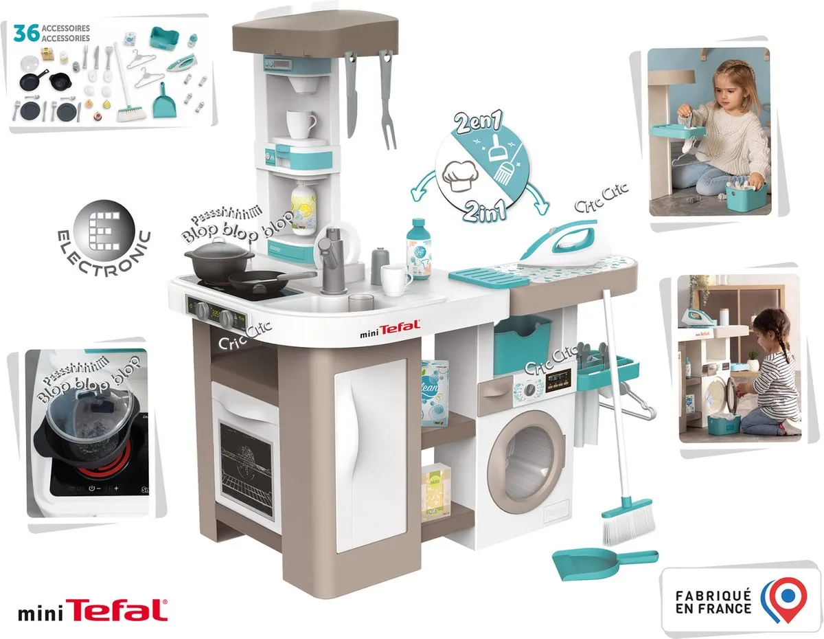 Smoby Tefal 2-in-1 Clean Keuken - Wit