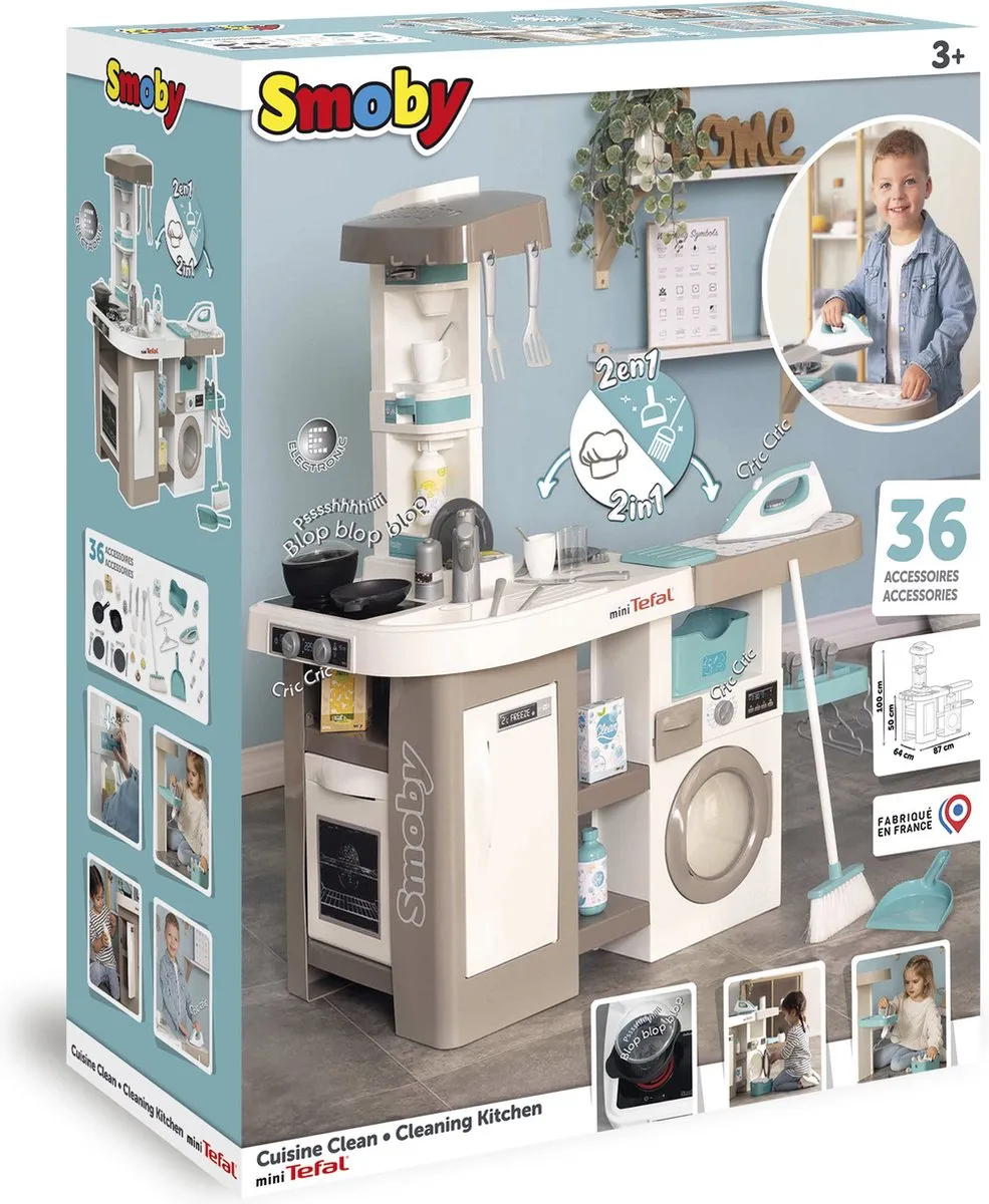 Smoby Tefal 2-in-1 Clean Keuken - Wit