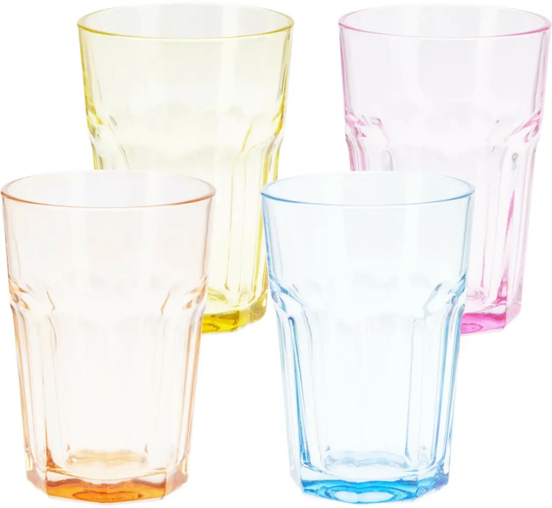 Excellent Houseware Drinkglazen 360ml - 8 Stuks - Transparant Kleurenmix