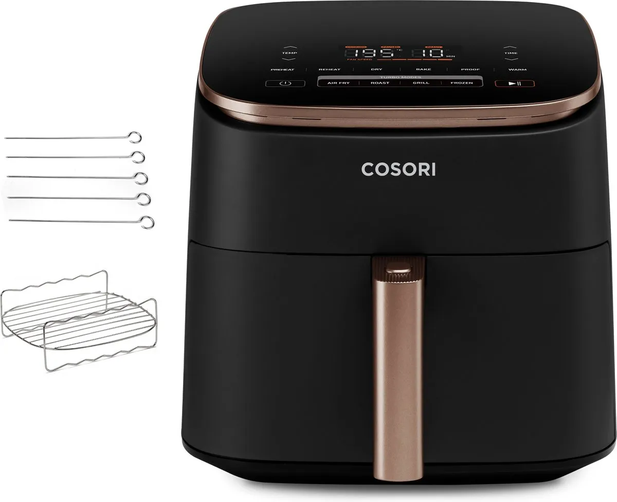 Cosori TurboBlaze XXL Airfryer 1725W - 9 Programma's - Zwart/Rosé Goud