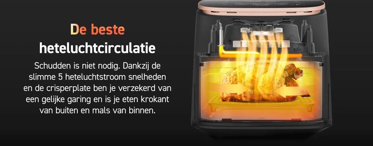 Cosori TurboBlaze XXL Airfryer 1725W - 9 Programma's - Zwart/Rosé Goud