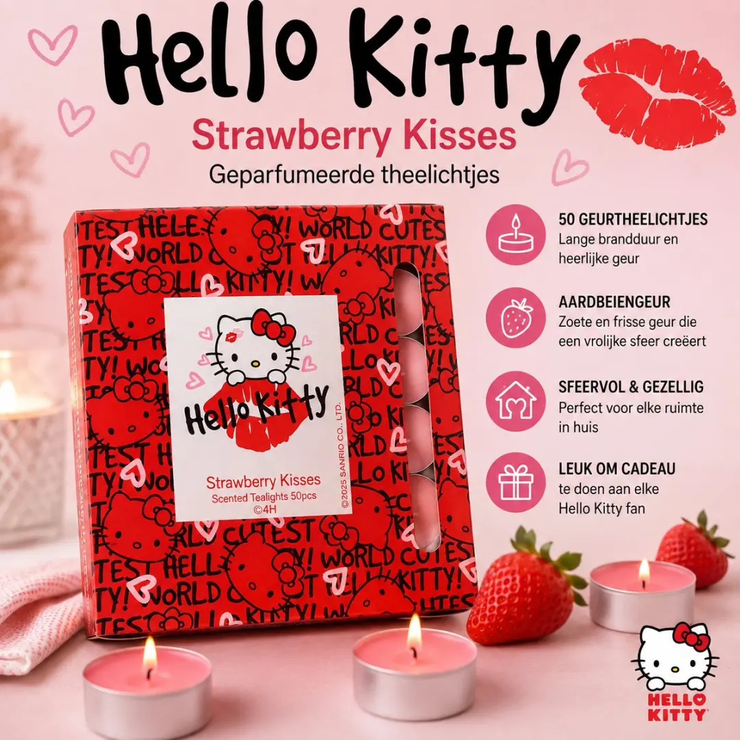Hello Kitty Geurkaarsen Strawberry Kisses