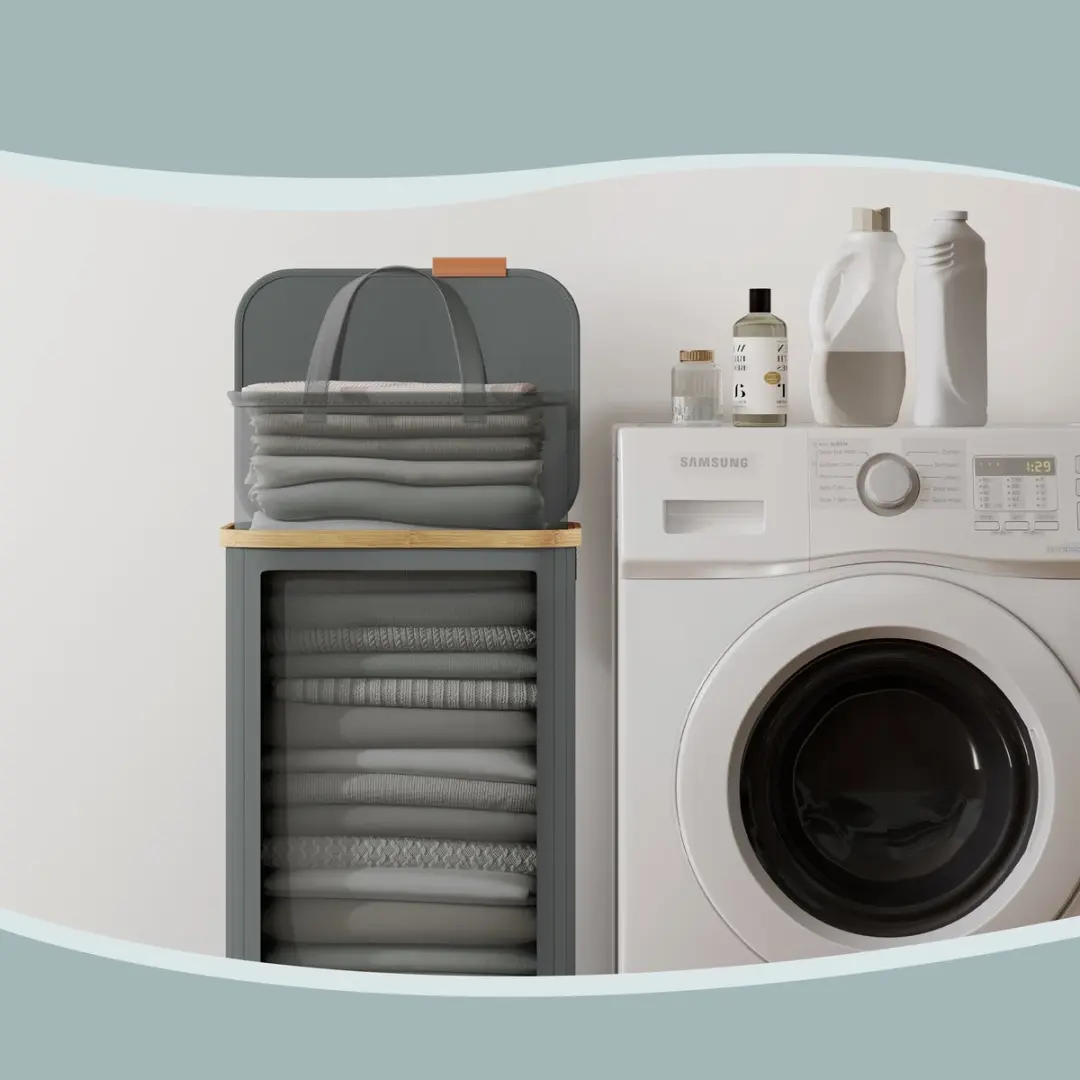 Songmics Wasmand met Deksel 100L - 2 Vakken - afbeelding 6 van 6