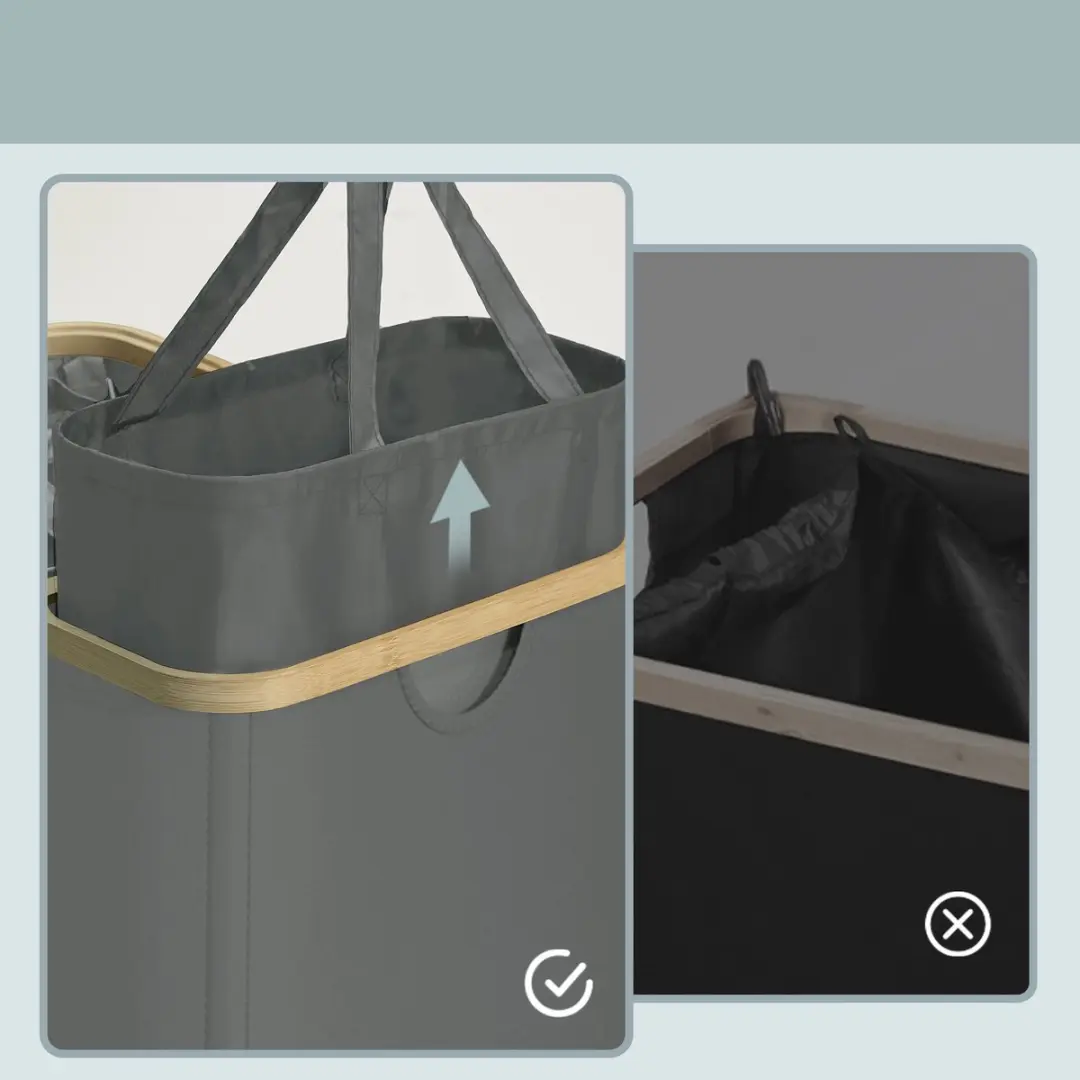 Songmics Wasmand met Deksel 100L - 2 Vakken