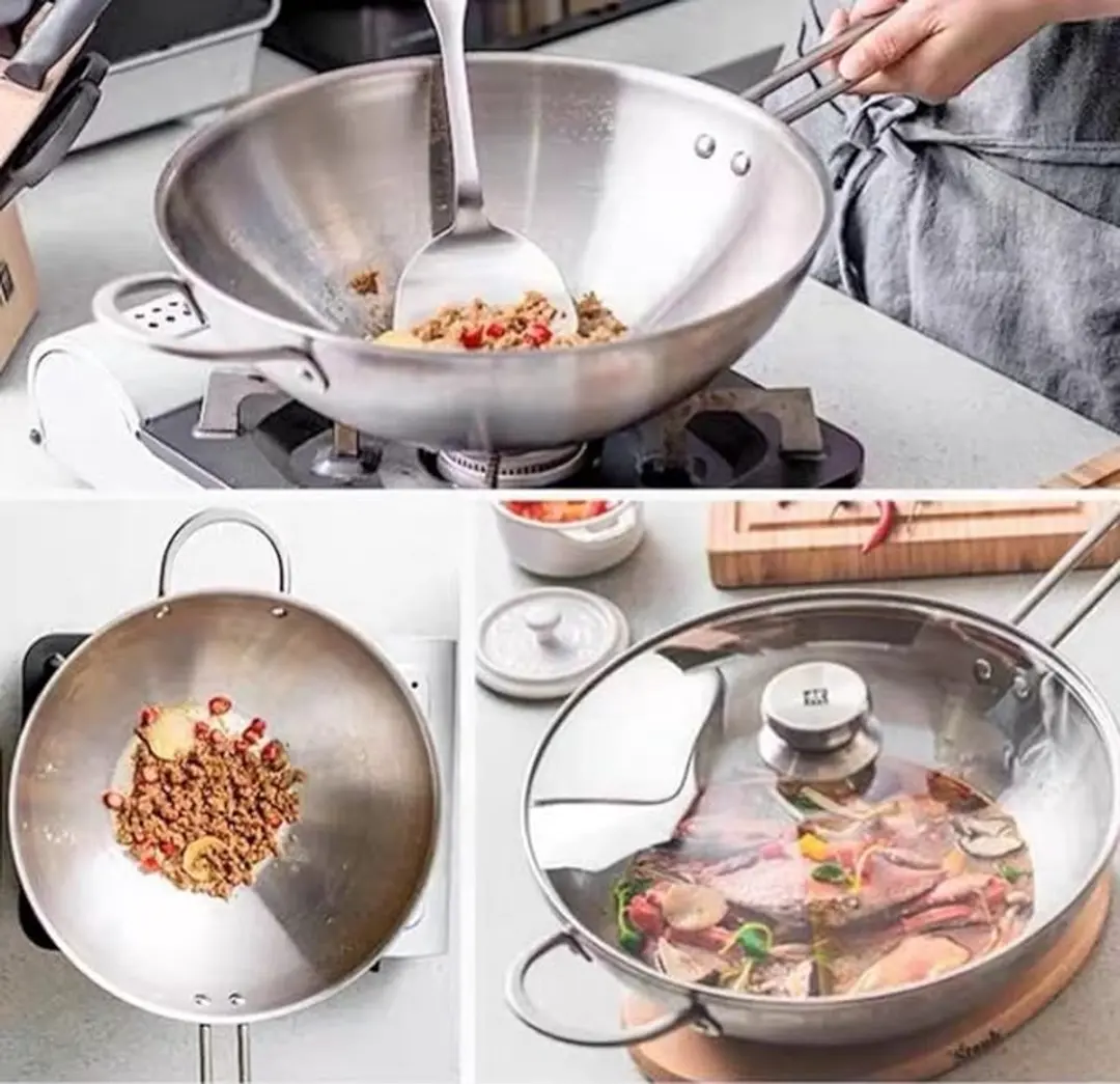Zwilling Wokset 30cm - Chinees Koksmes 18cm - Glasdeksel - Zilver
