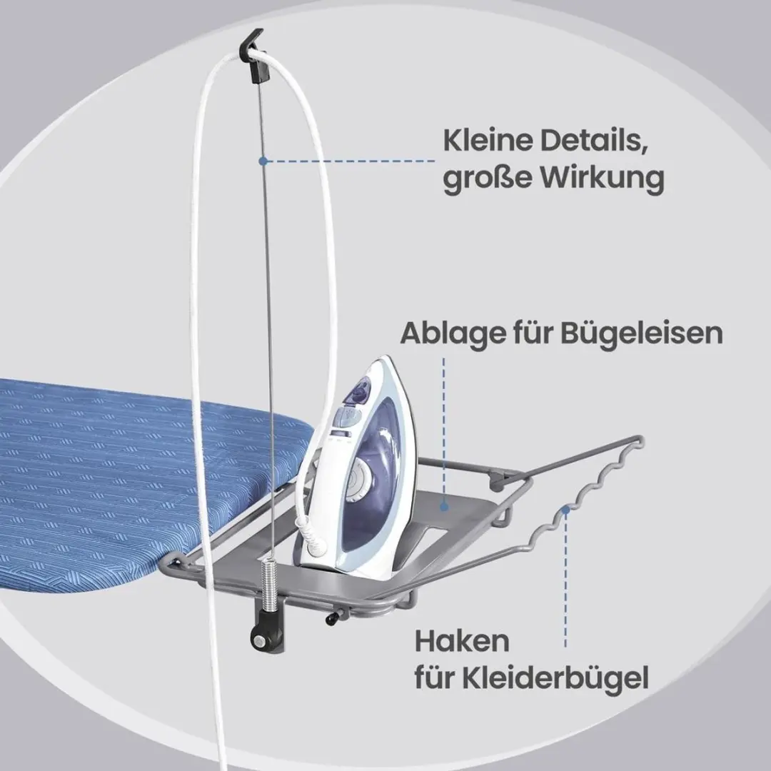 Songmics Opvouwbare Strijkplank 160x48,5cm - Blauwzwart - afbeelding 6 van 6