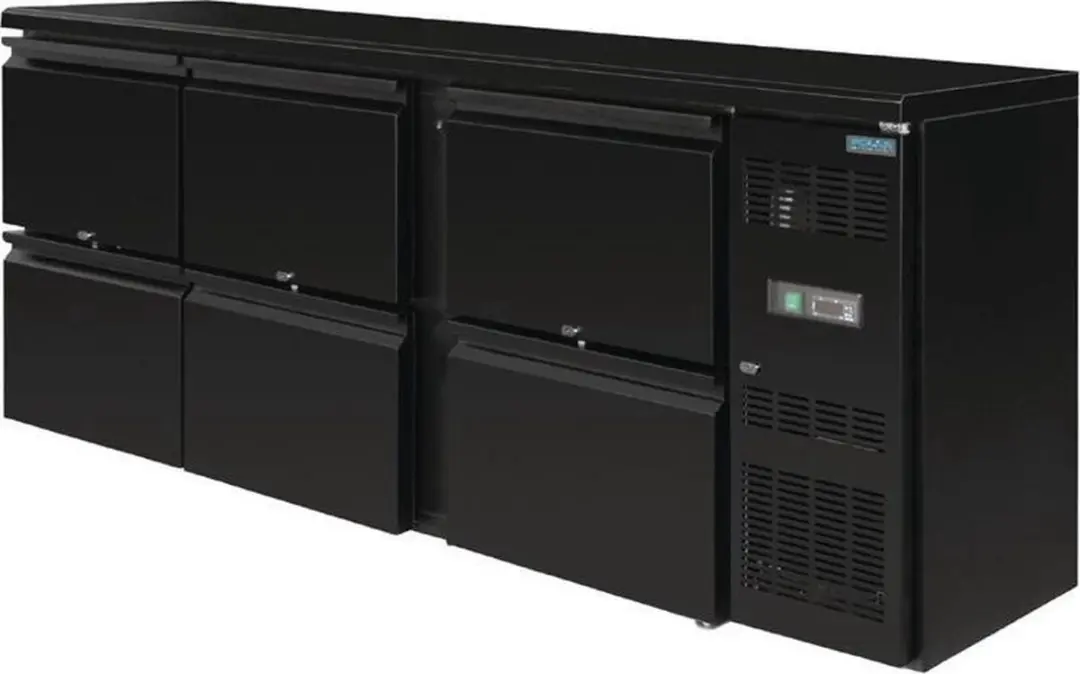 Polar U-serie Werkbank Koeling 6 Lades - Zwart