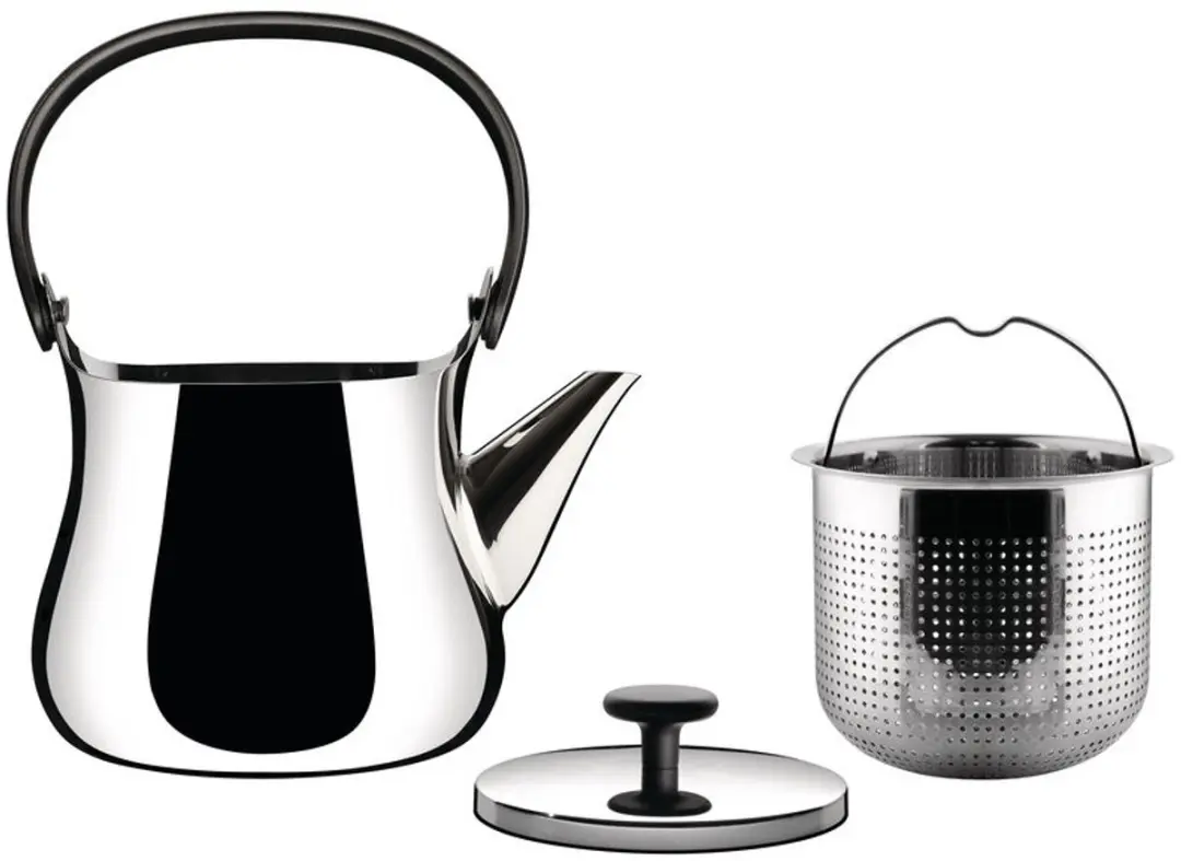 Alessi Cha Theeketel NF01SET - 900ml - RVS/Wit - 2 Kopjes