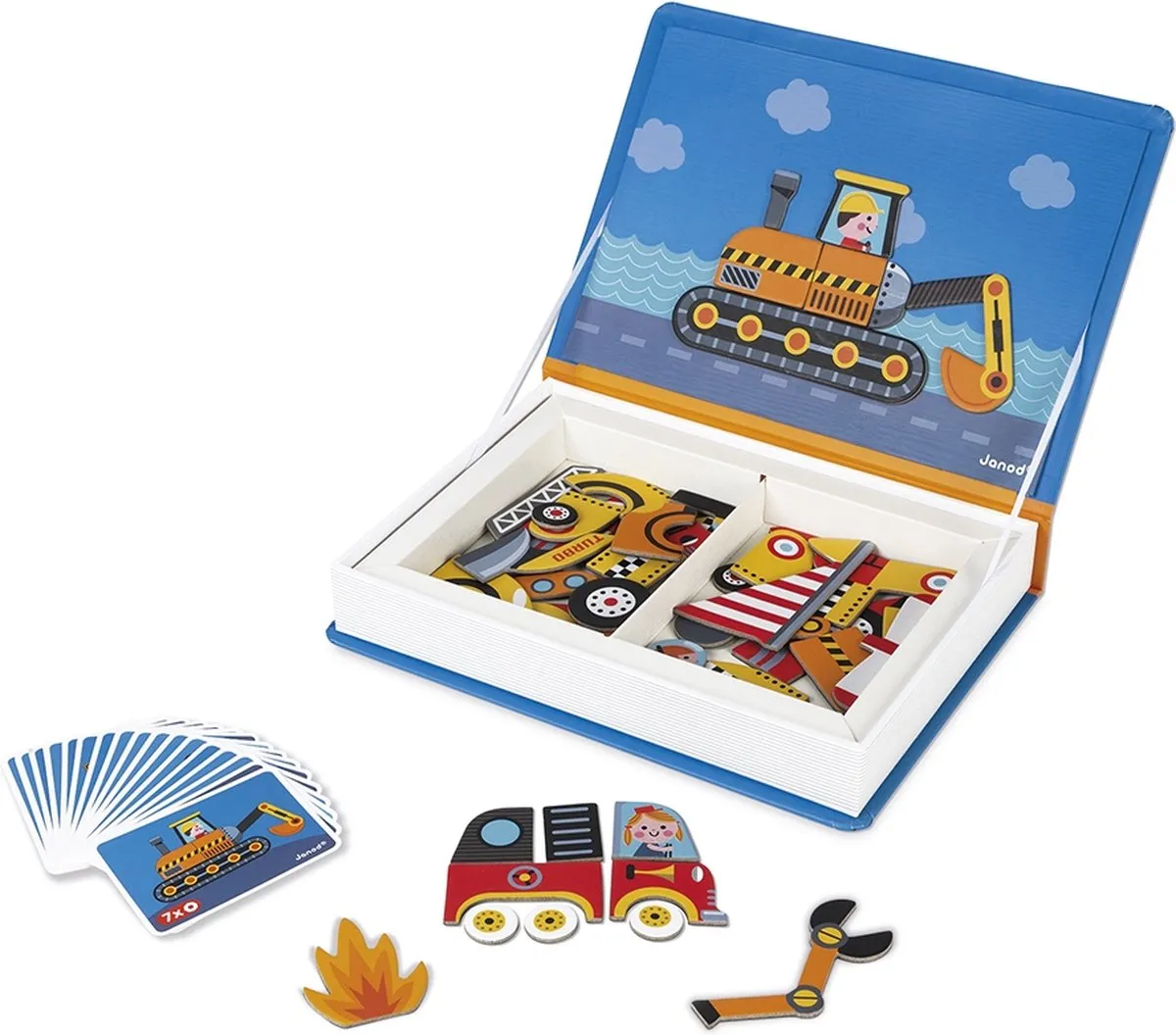 Janod Magnetibook Racers 7209 - Magneetboek met 50 Magneten