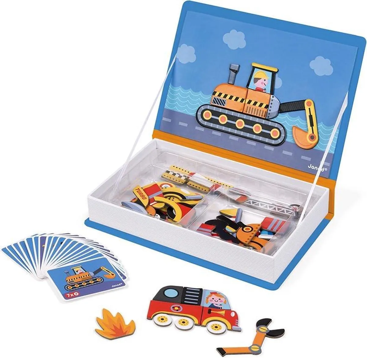 Janod Magnetibook Racers 7209 - Magneetboek met 50 Magneten