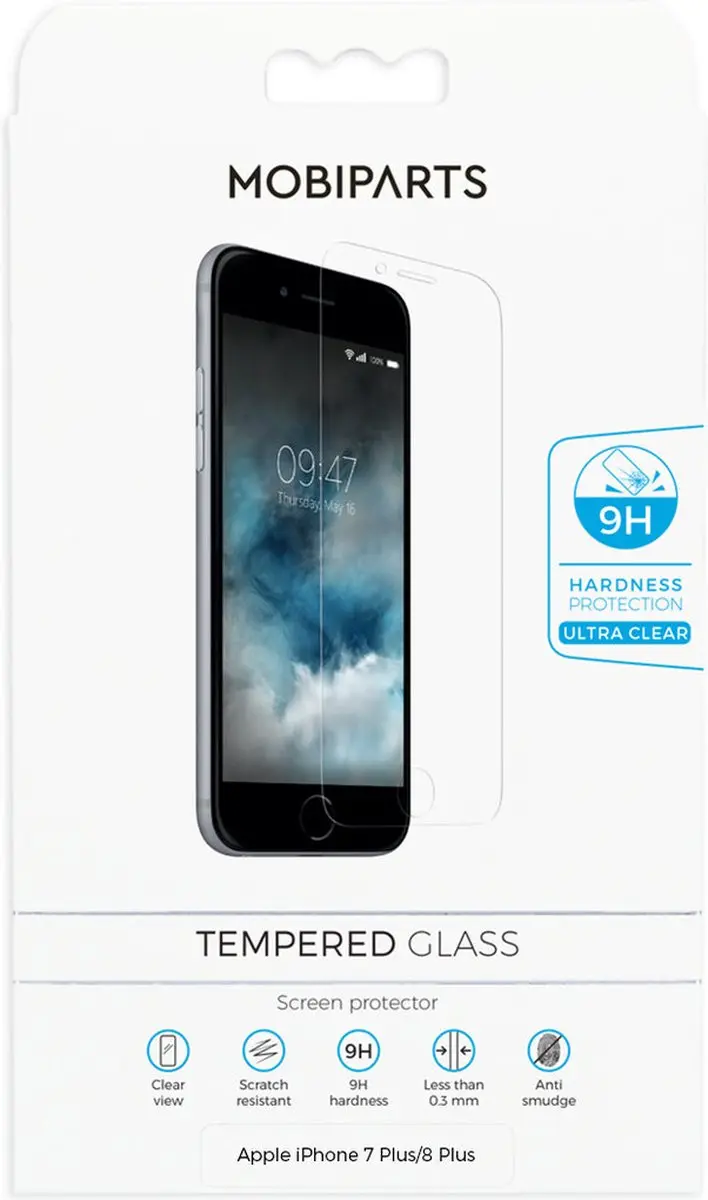 Mobiparts iPhone 8 Plus Screenprotector Glazen - Case Friendly