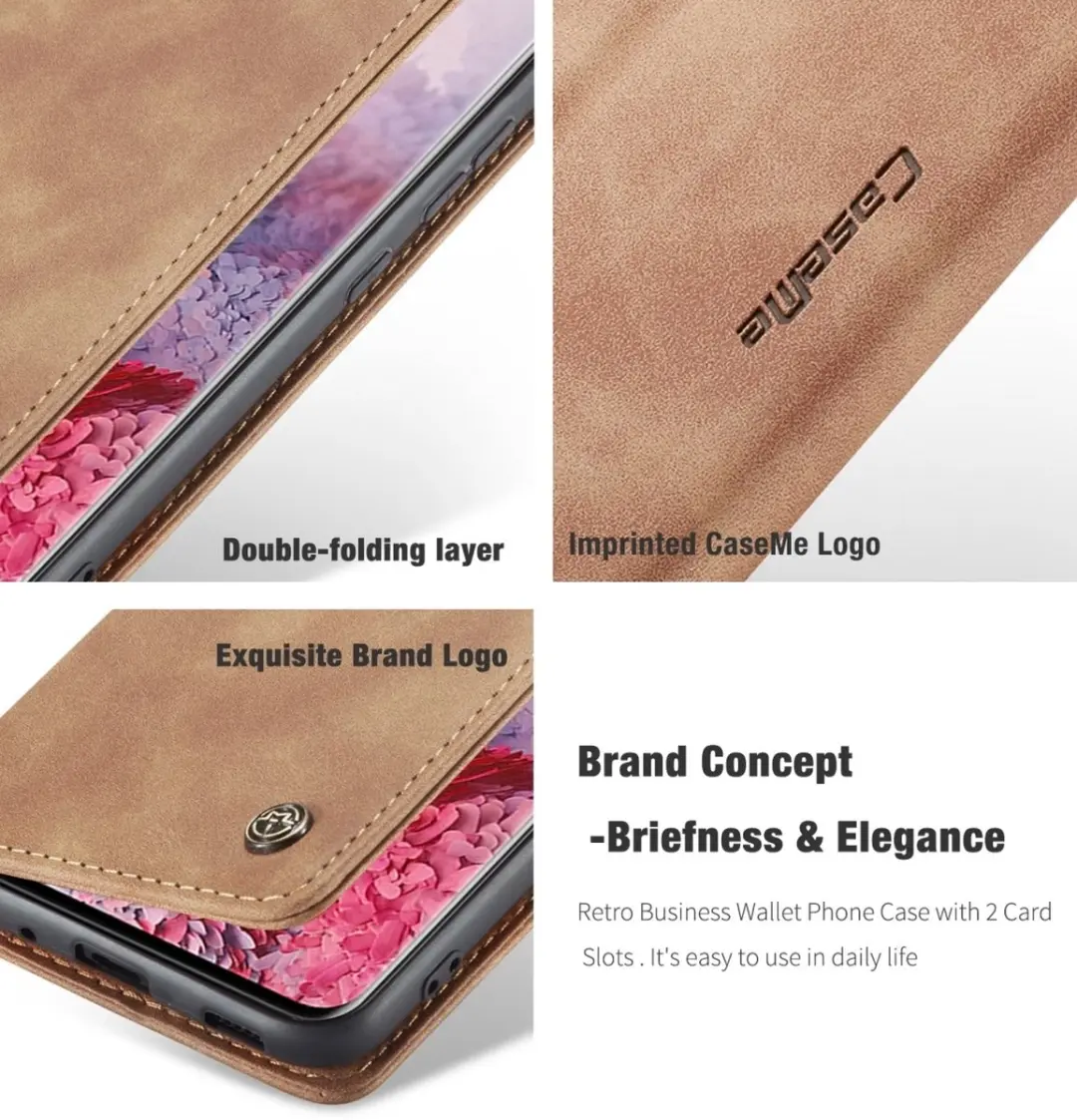 Caseme Samsung Galaxy S20 Bookcase Hoesje - Kunstleder Bruin - 2 Pasjes - afbeelding 6 van 6