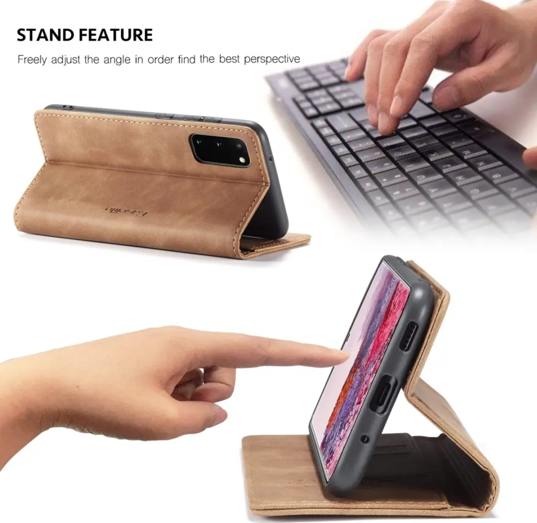Caseme Samsung Galaxy S20 Bookcase Hoesje - Kunstleder Bruin - 2 Pasjes