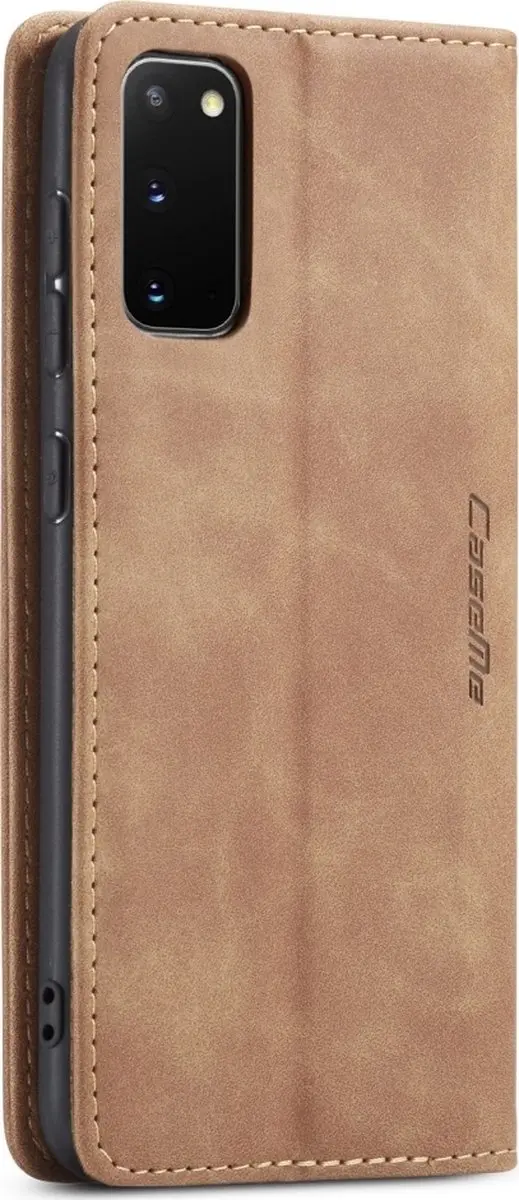 Caseme Samsung Galaxy S20 Bookcase Hoesje - Kunstleder Bruin - 2 Pasjes