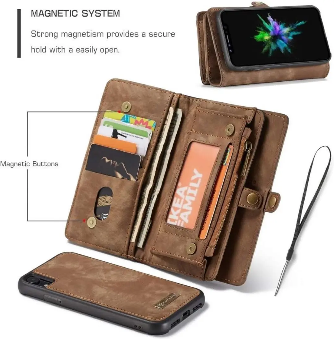 Caseme iPhone XS Luxury Wallet Case - 8 Pasjes - Bruin