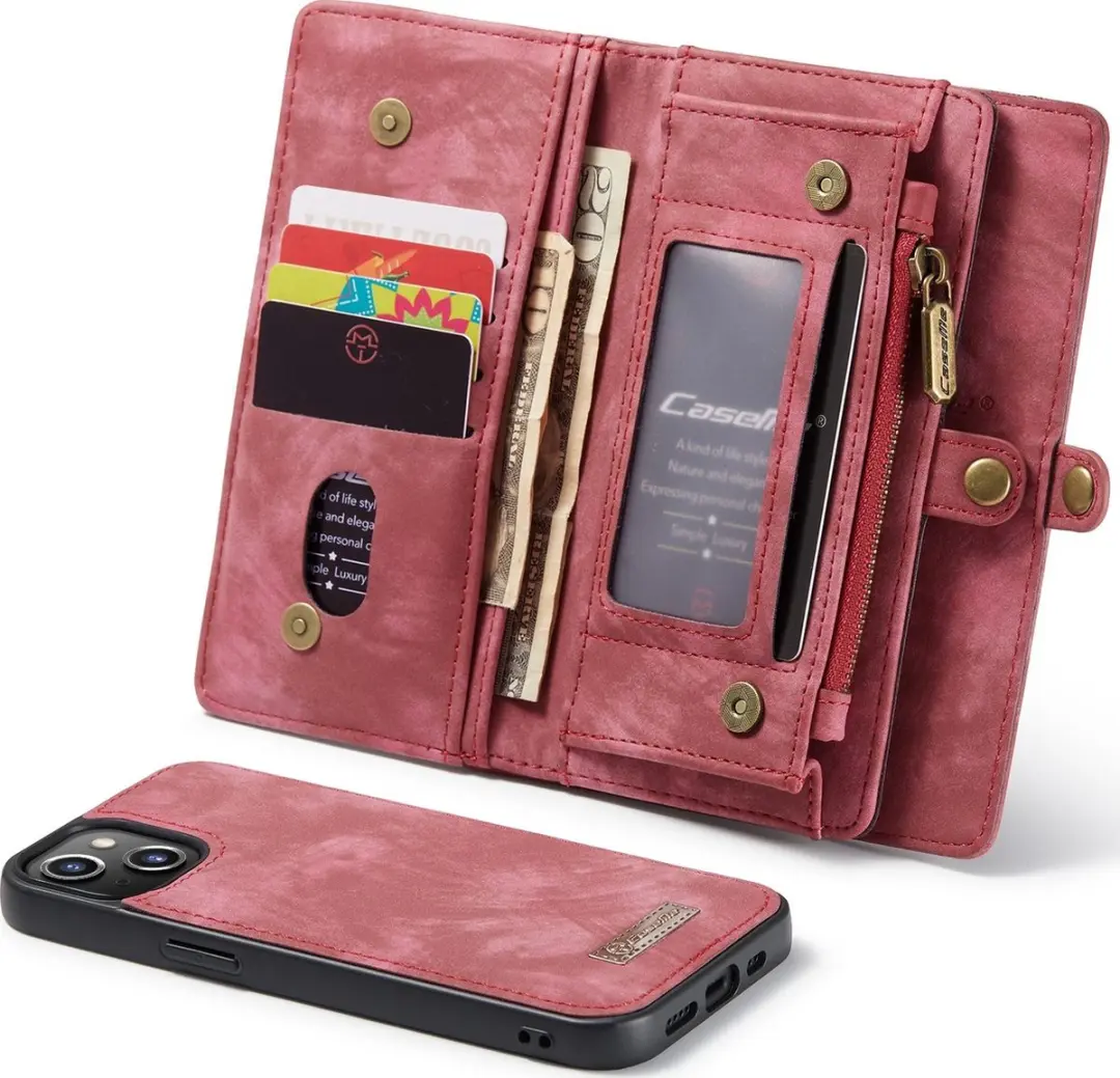 Caseme iPhone SE/5s/5 Billfold Lederen Hoes - 13 Kaartvakken - Rood