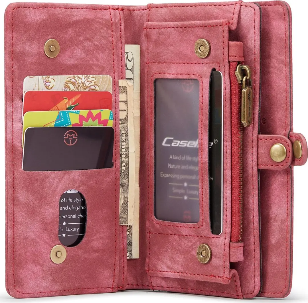 Caseme iPhone SE/5s/5 Billfold Lederen Hoes - 13 Kaartvakken - Rood