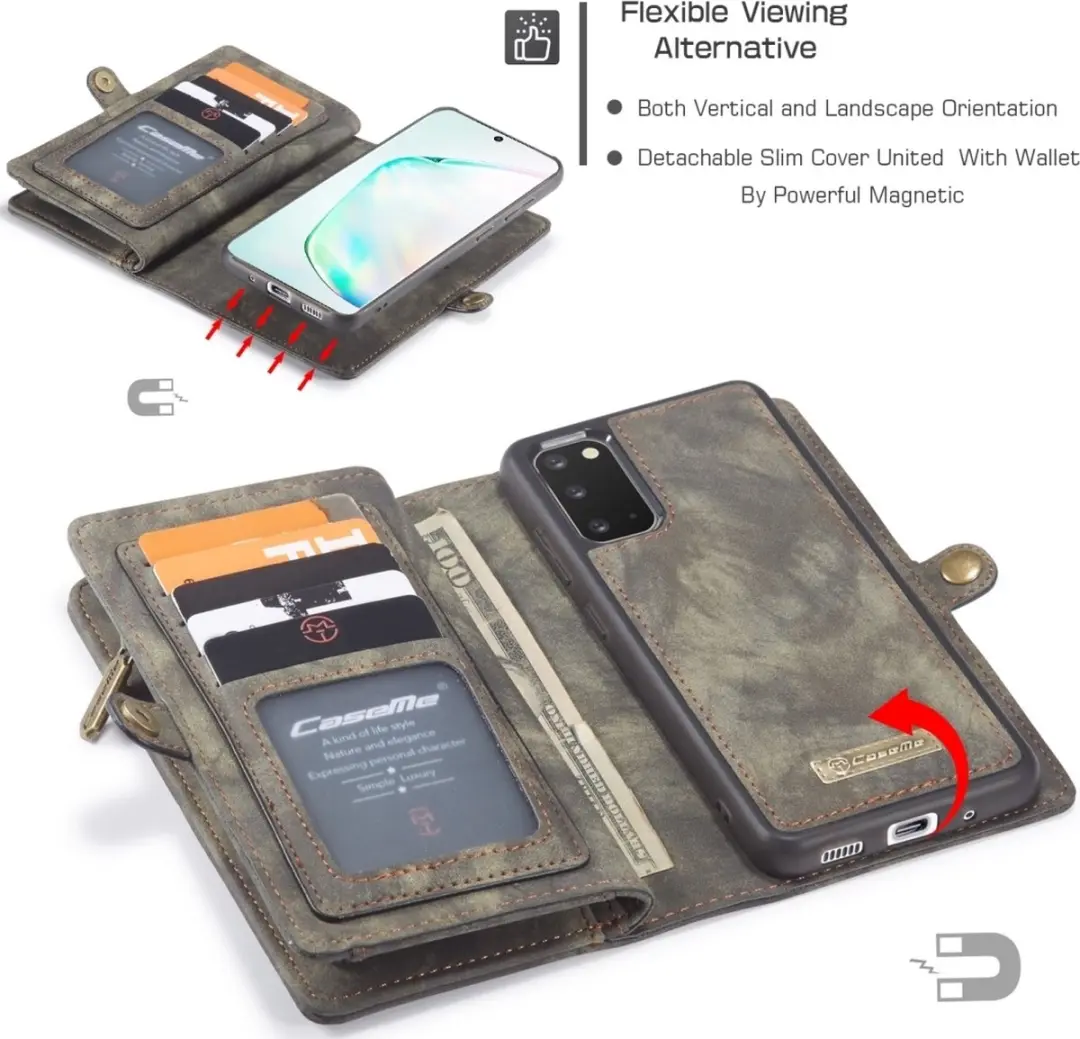 Caseme 008 Telefoonhoesje Samsung Galaxy S20 - 2in1 Bookcase - Zwart