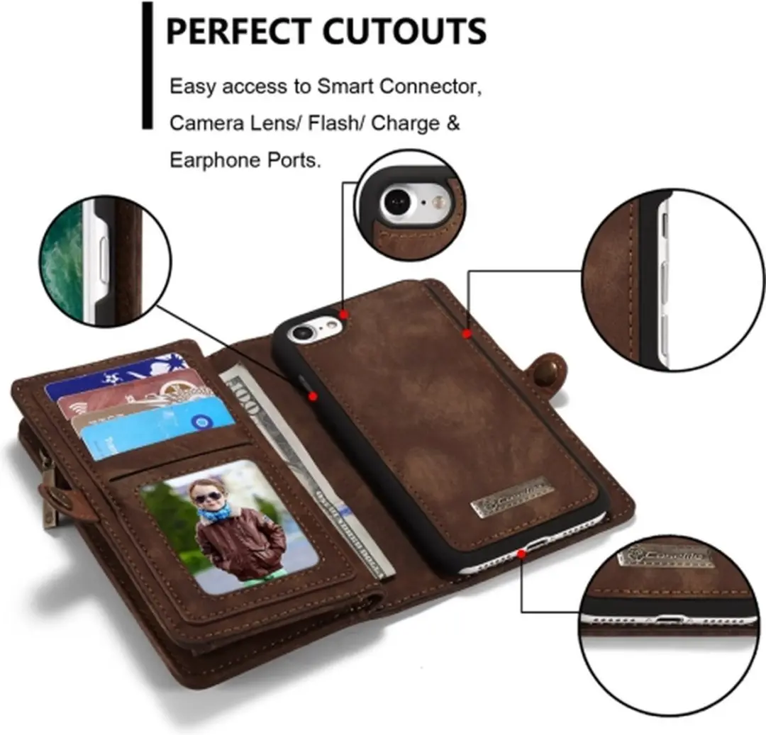 Caseme 008 Telefoonhoesje iPhone 8 - Bookcase Portemonnee Bruin