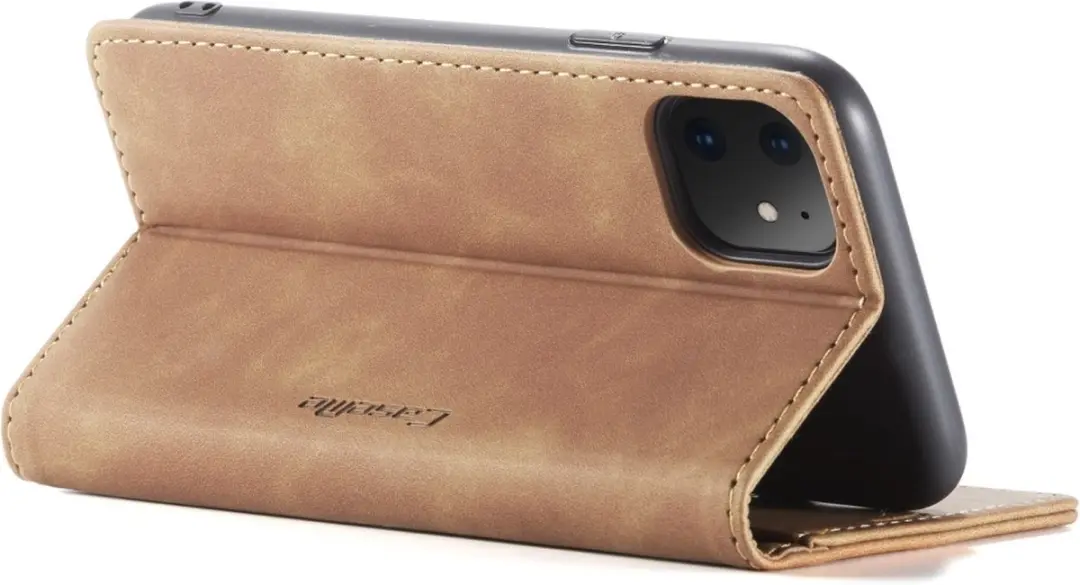 Caseme iPhone 11 Bookcase Hoesje - Kunstleder Bruin - 2 Pasjes