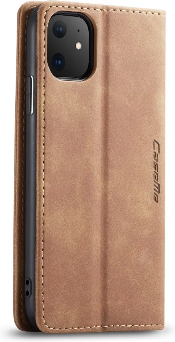 Caseme iPhone 11 Bookcase Hoesje - Kunstleder Bruin - 2 Pasjes