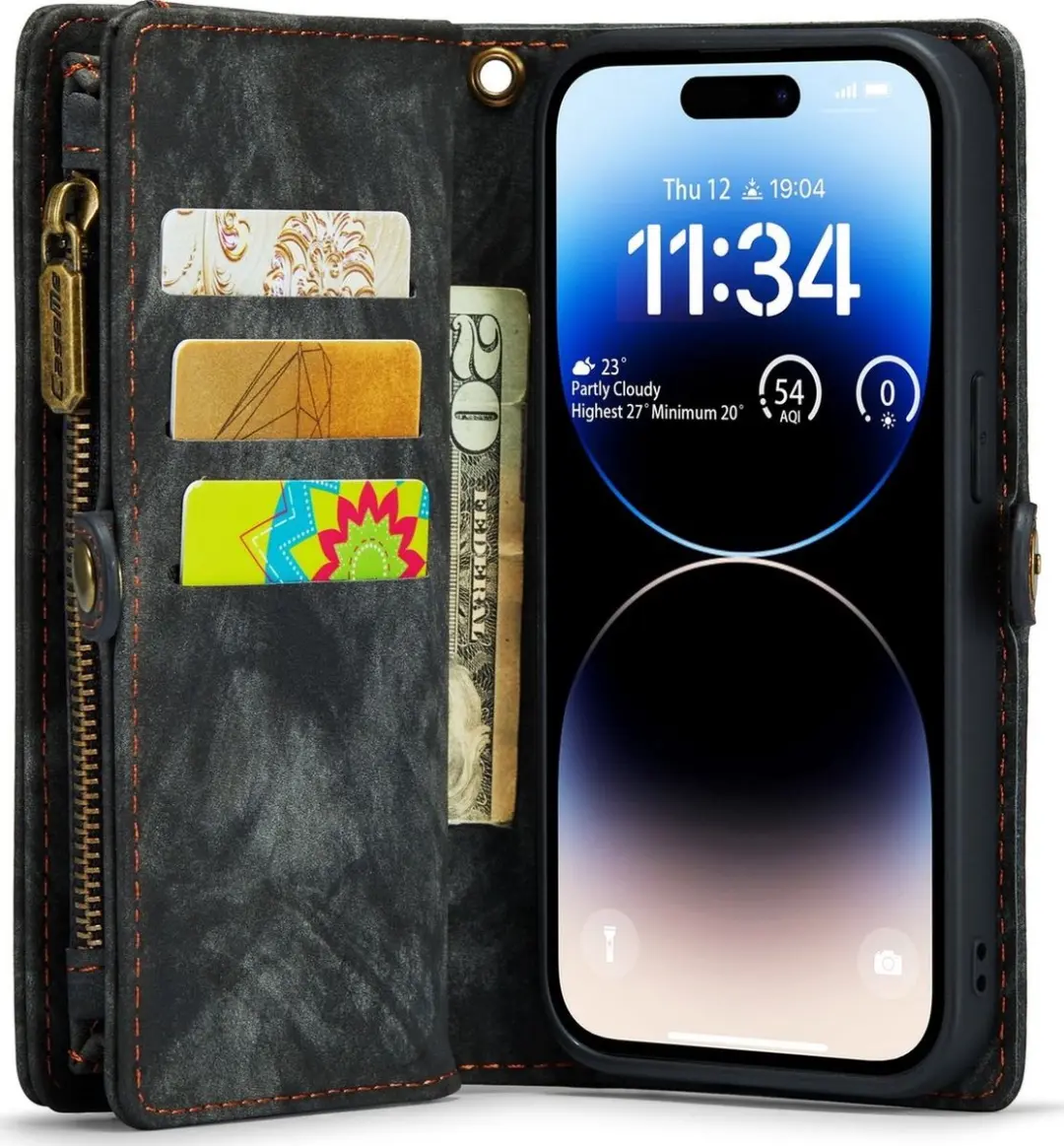 Caseme 008 Telefoonhoesje iPhone 14 Pro - 2in1 Bookcase - Zwart