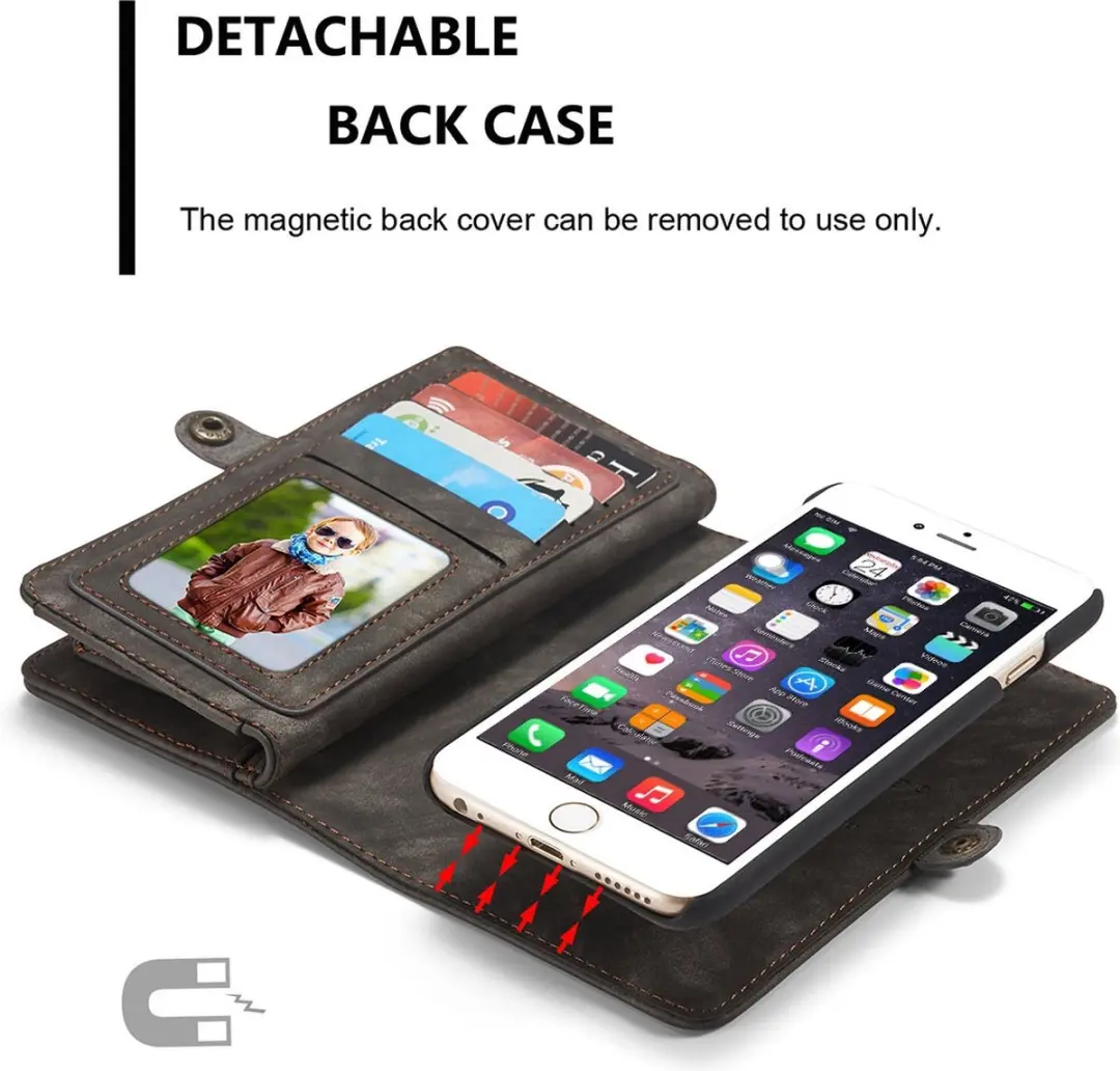 Caseme Luxury Wallet Case 551123 - Zwart - 8 Pasjes