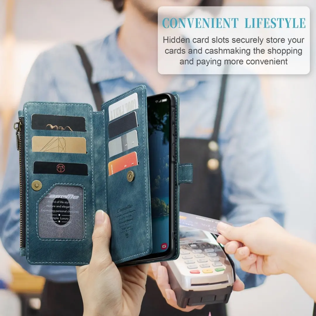 Caseme C30 Book Case Hoesje Samsung Galaxy A17 - Blauw - 10 Pasjes