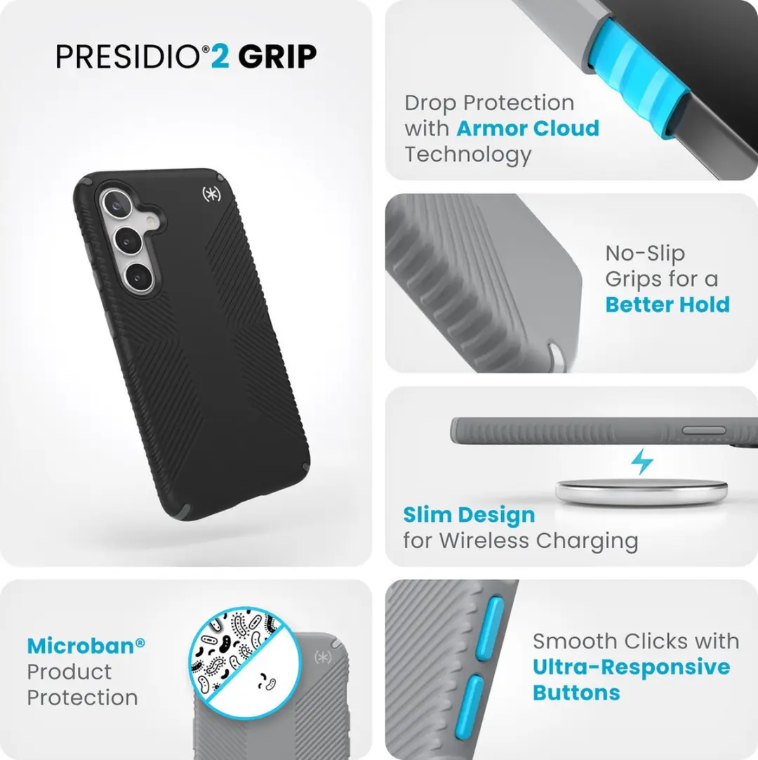 Speck Presidio2 Grip 150613-3205 Hoesje - Samsung Galaxy S24 - Zwart