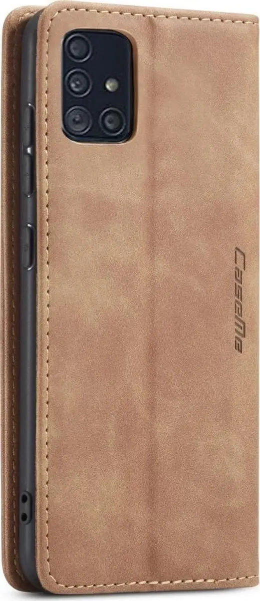 Caseme Samsung Galaxy A51 Bookcase Hoesje - Kunstleder Bruin - 2 Pasjes