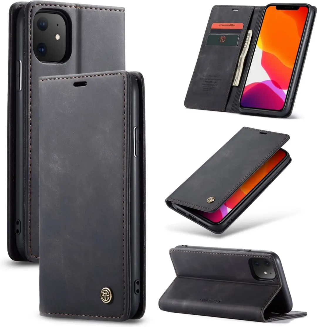 Caseme iPhone 11 Bookcase Hoesje - Kunstleder - 2 Pasjes - Zwart - afbeelding 6 van 6
