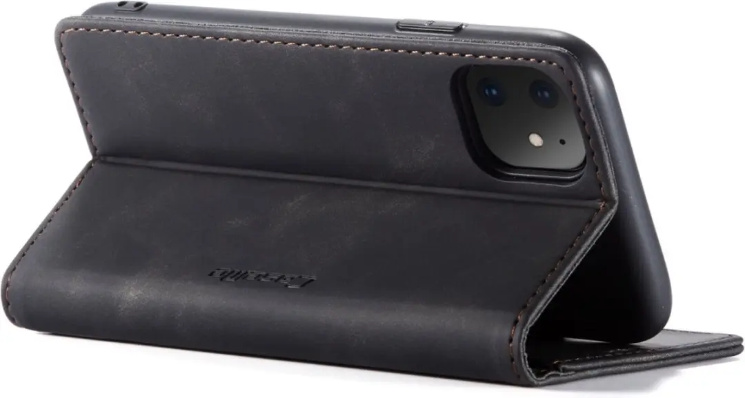 Caseme iPhone 11 Bookcase Hoesje - Kunstleder - 2 Pasjes - Zwart - afbeelding 4 van 6