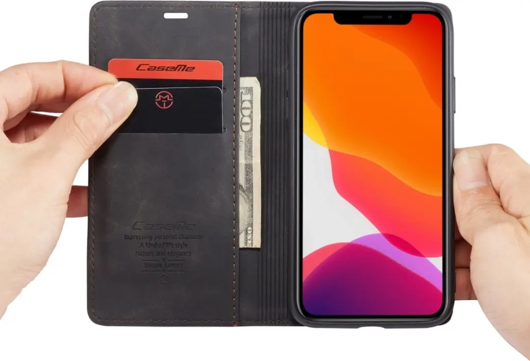 Caseme iPhone 11 Bookcase Hoesje - Kunstleder - 2 Pasjes - Zwart - afbeelding 5 van 6