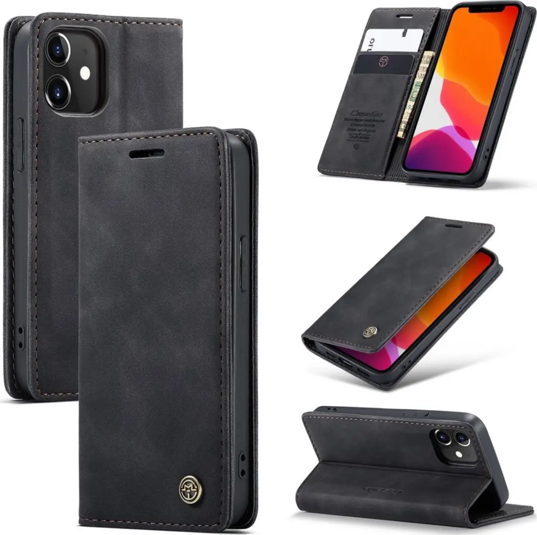 Caseme 013 Bookcase Portemonnee - iPhone 12 Mini - 2 Pasjes - Zwart