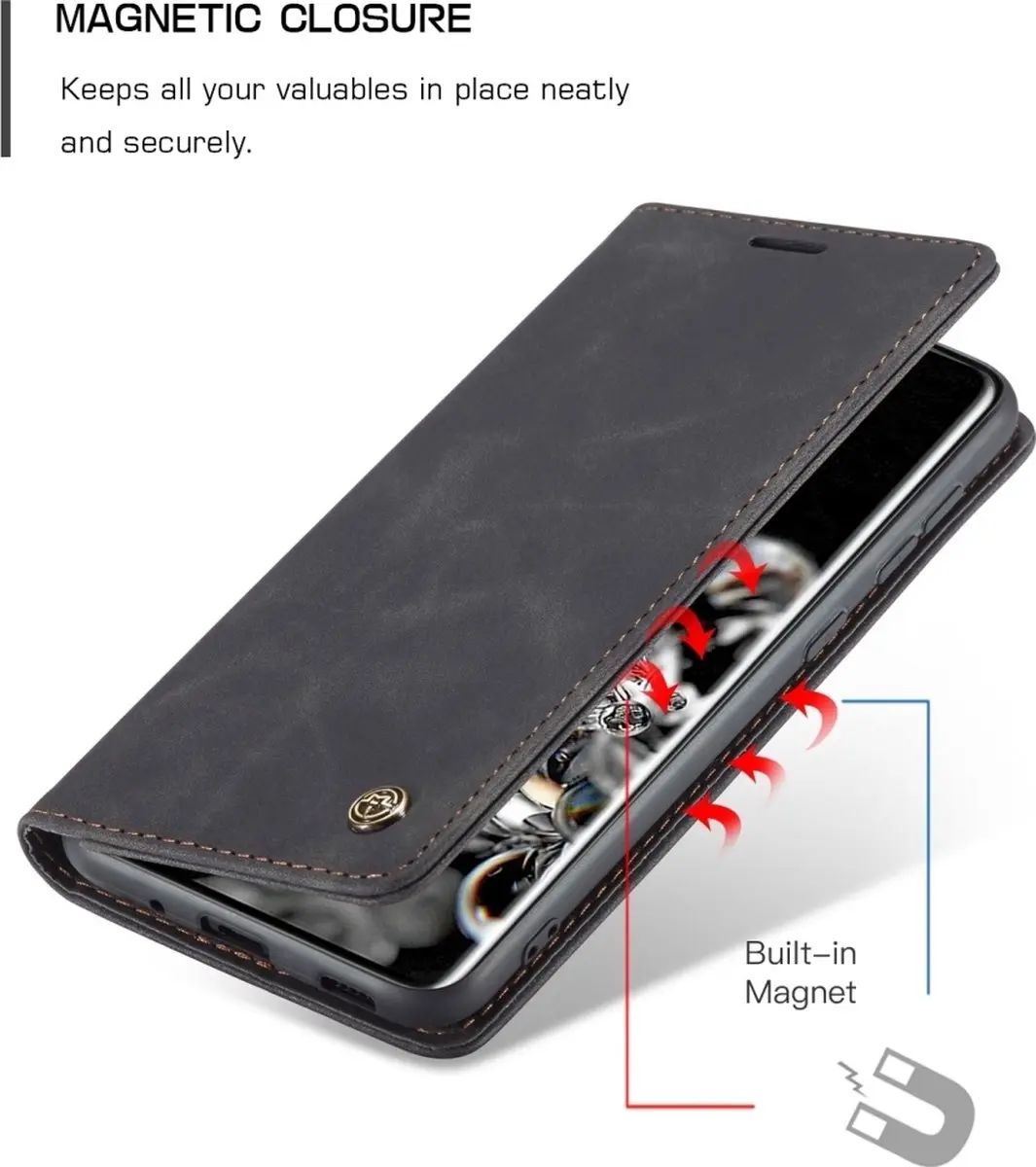 Caseme 013 Bookcase Portemonneehoesje Samsung Galaxy S20 Plus - 2 Pasjes - Zwart