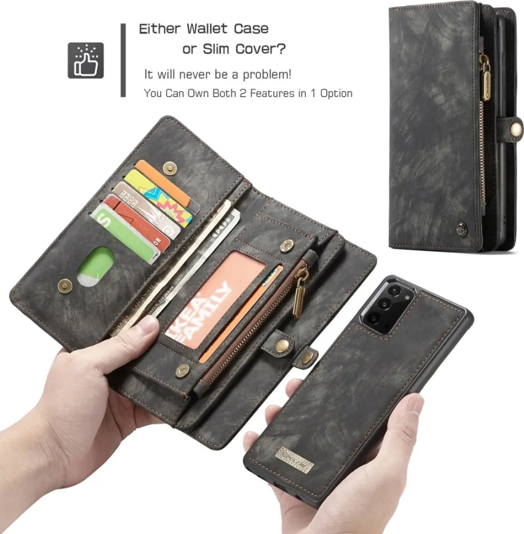 Caseme 008 Telefoonhoesje Samsung Galaxy Note 20 - 2in1 Bookcase Portemonnee - 8 Pasjes - Zwart